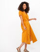 I.Code turmeric embroidered and dotted midi shirt-dress-4