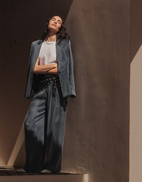 Marineblaue Tailored Pants aus Lyocell&reg;-Mix f&uuml;r Damen - IKKS