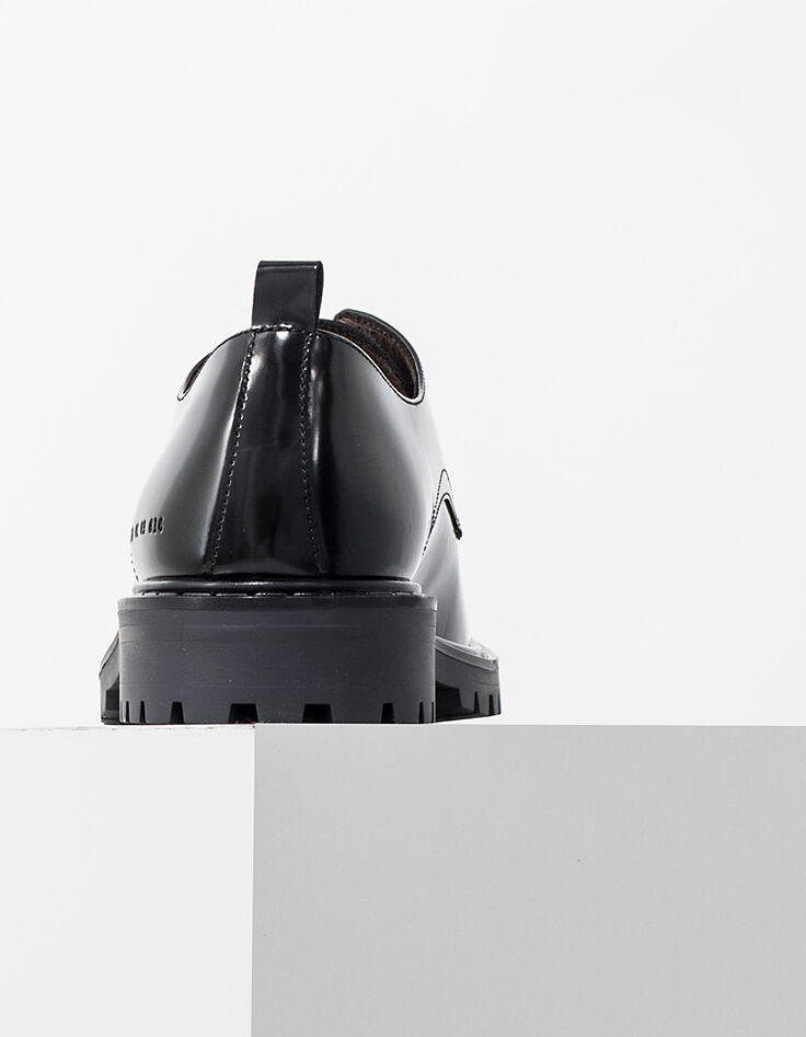 Men’s black glazed leather Derby shoes-4