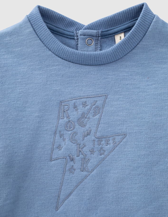 Baby’s blue lightning embroidery organic fabric sweatshirt - IKKS