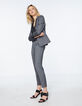 Pantalon tailleur cropped droit fil à fil femme-1
