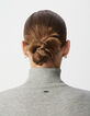 Women's grey turtleneck reverse seam sweater-4