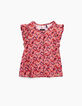 Top orange foncé imprimé fleuri fille-1