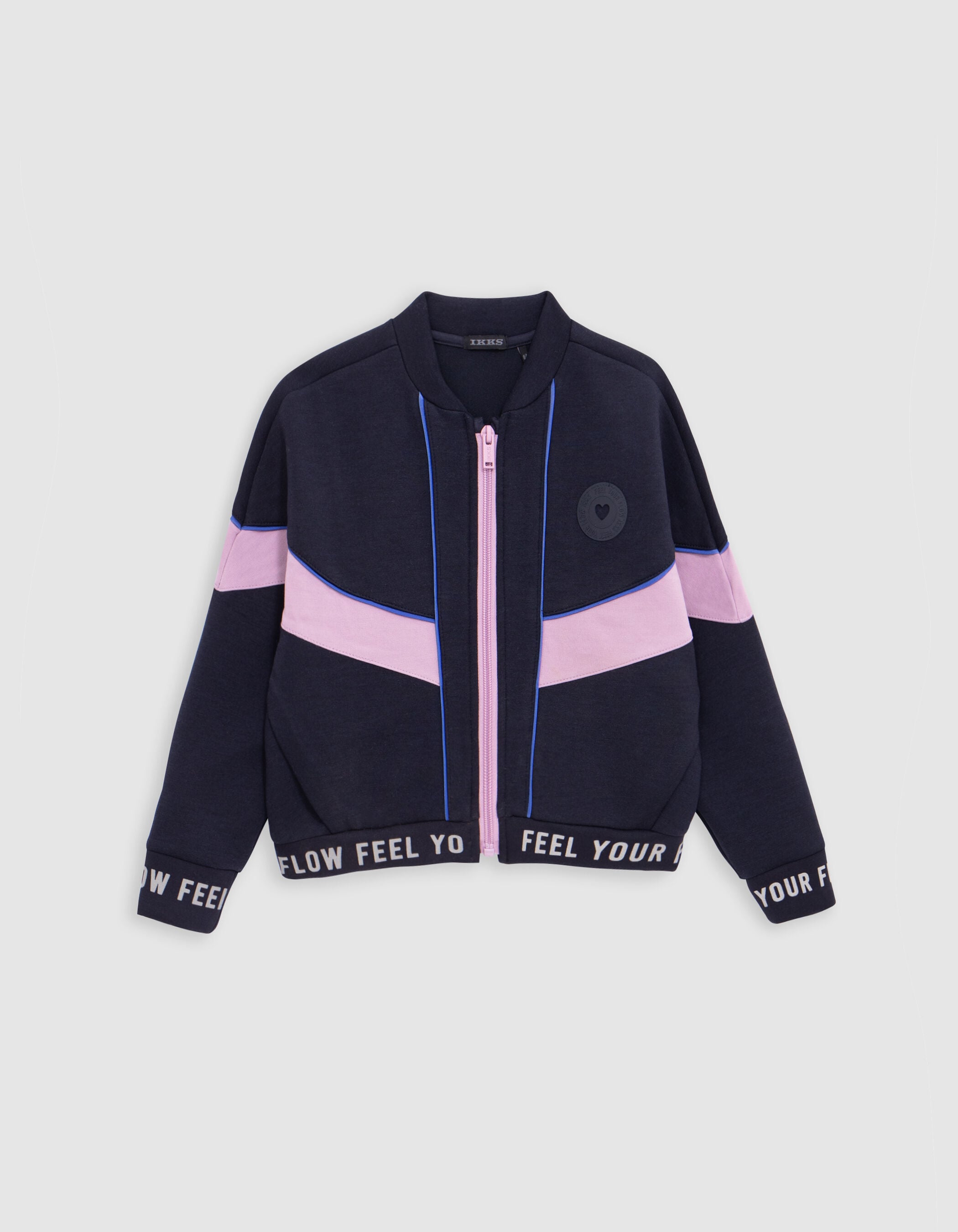 Sporty navy zipped cardigan for girls