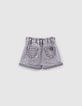 Shorts jean orgánicos gris claro tiras étnicas bebé niña -3