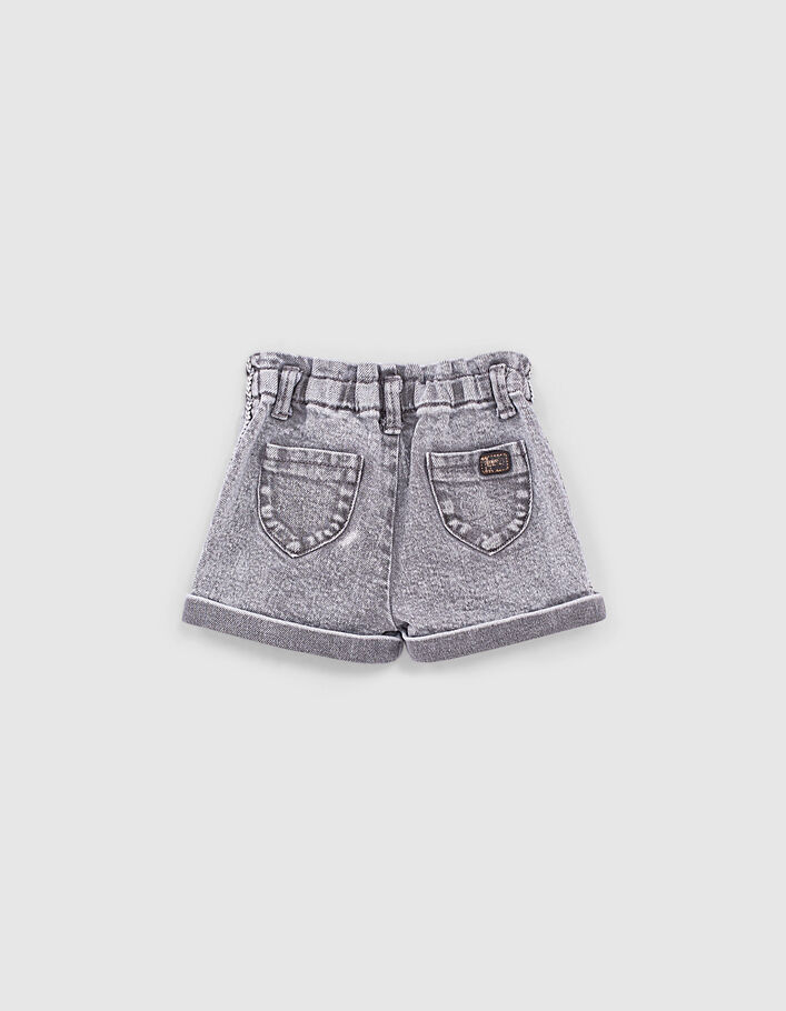 Baby girls’ light grey organic denim shorts + ethnic braid - IKKS
