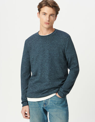 Blauwe trui getwijnd breisel Heren - IKKS