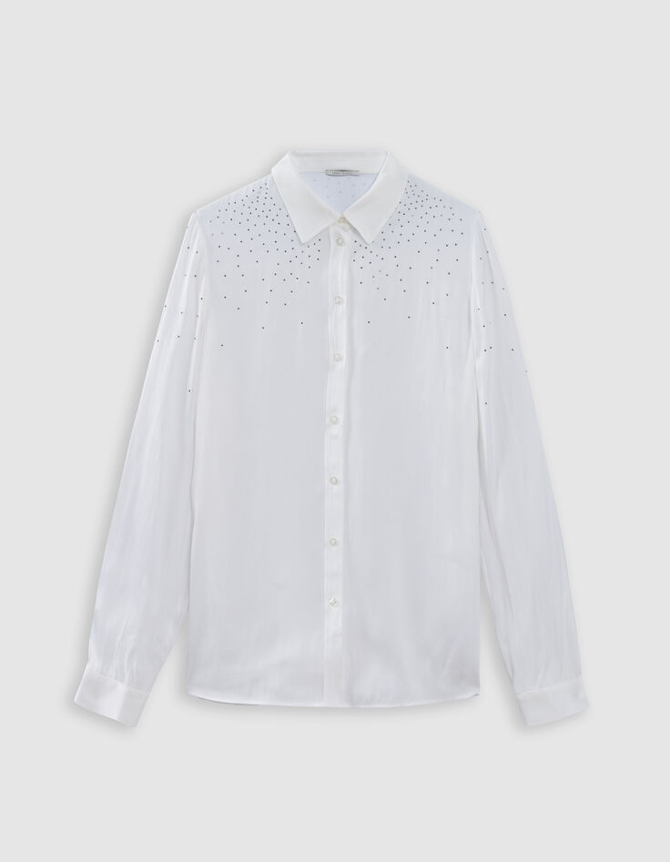 Chemise blanche polyester recyclé décor strass Femme-6