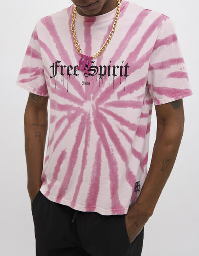 Men's pink tie-dye print T-shirt - IKKS