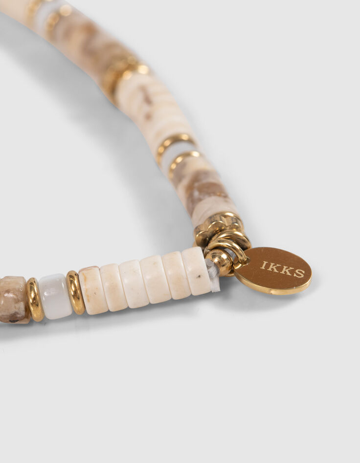Bracelets perles craie et dor&eacute;es Femme-3