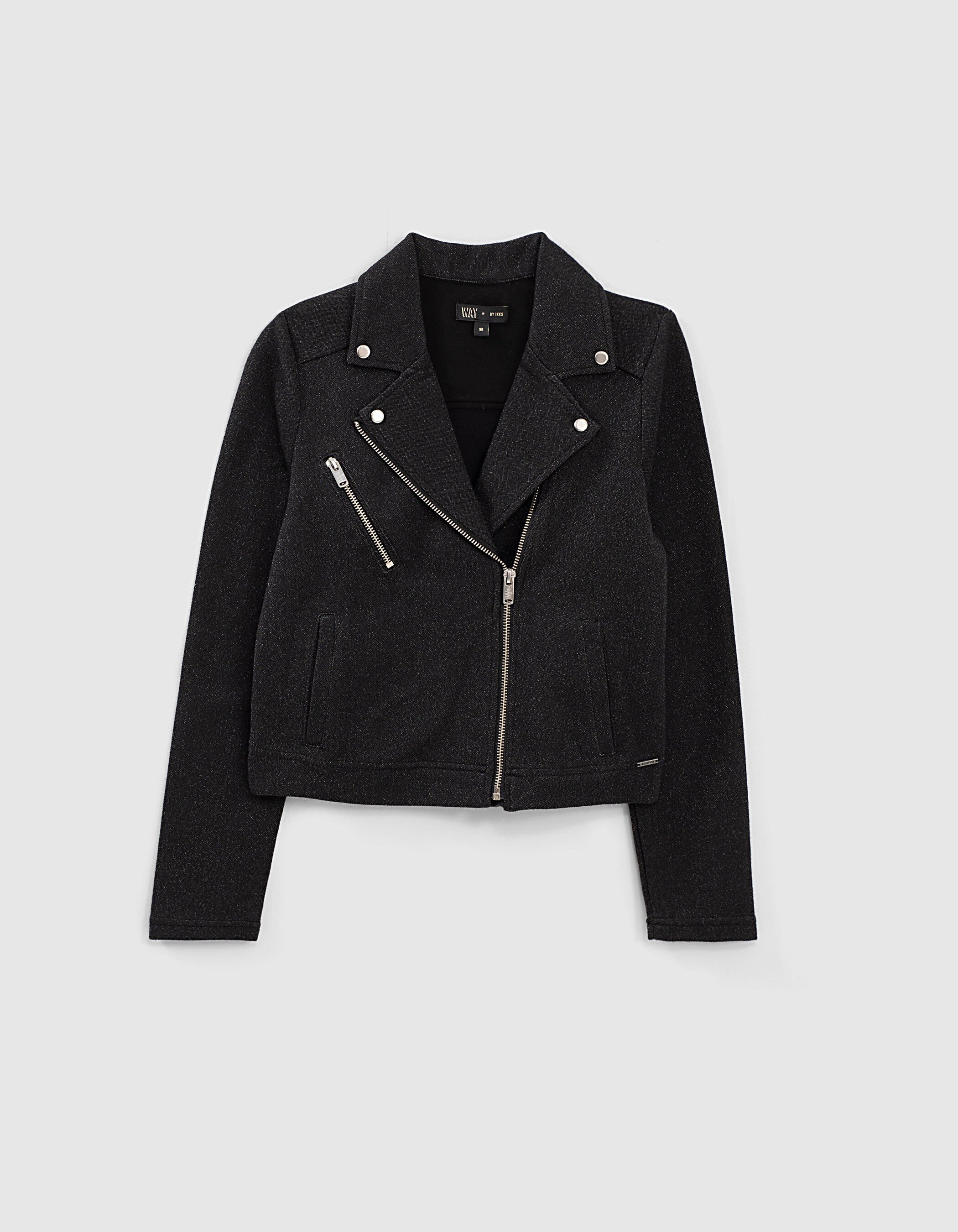 Girls black glittery knit biker style cardigan IKKS