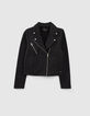 Cardigan noir esprit motard maille paillet&eacute; fille-1