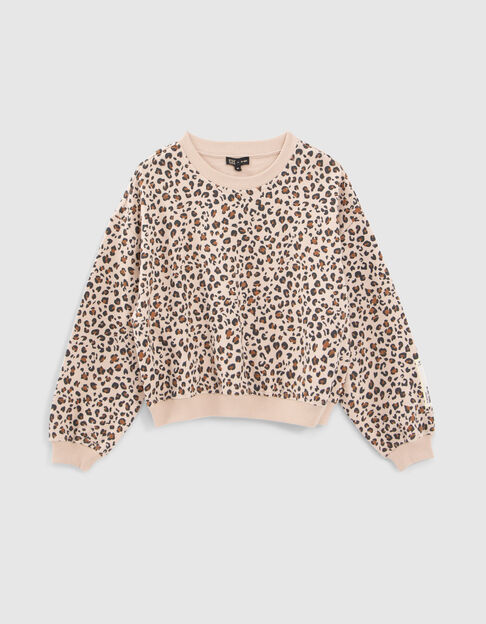 Sweat Léopard Fille - Capsule Mère/Fille ENVIE DE FRAISE - 100% Coton Bio - Forme Loose, Motif Léopard Avec Cœur Iridé