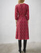 Women’s heart print midi dress with lace-3