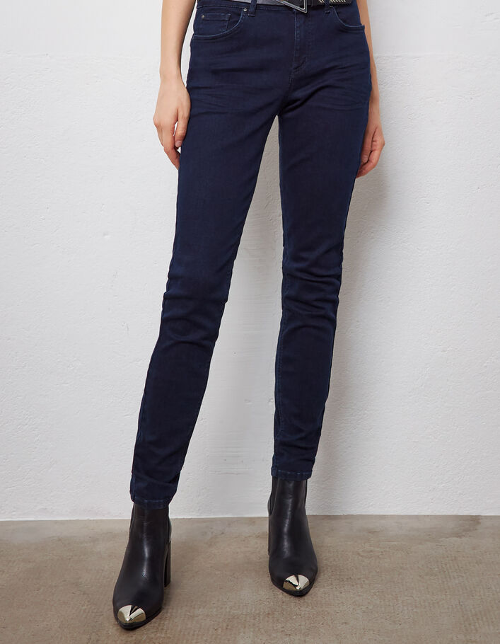 Women’s dark blue sculpt up slim jeans, studded pocket - IKKS