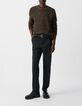 Pull beige tricot jacquard motif l&eacute;opard Homme-2