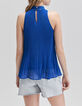 Women’s cobalt recycled pleated top with American armholes-3