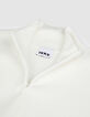 Pull sans manches blanc tricot col camionneur Femme-8