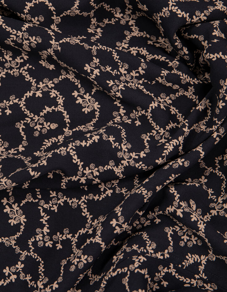 Men's black SLIM shirt with skull and flowers print-9