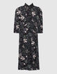 Zwarte midi-jurk LENZING™ ECOVERO™ orchideeprint Dames-5
