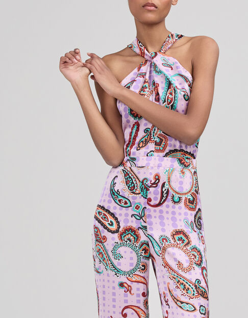 Cremeweißer Recycling-Damenoverall mit Maxi-Paisleyprint - IKKS