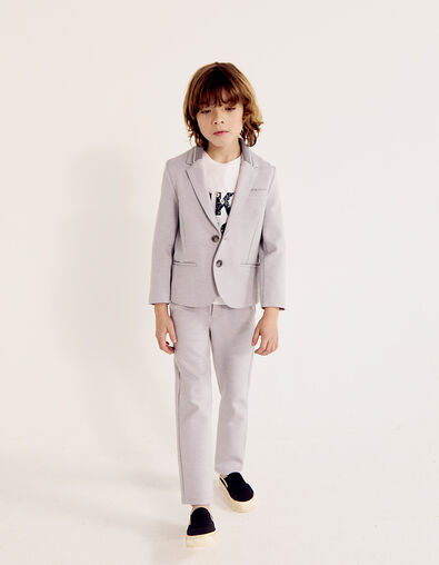 Boys&rsquo; medium grey marl knit fabric trousers with ribbing  - IKKS