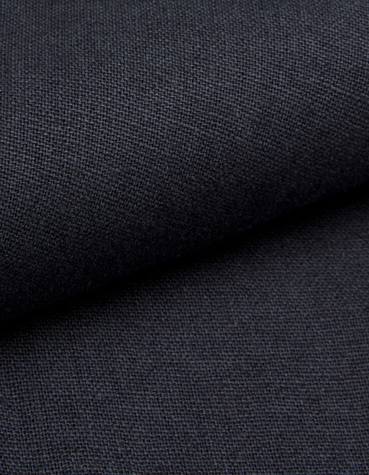 Pantalon de tailleur bleu marine mix lin coton 7/8e Femme-3
