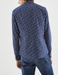 Camisa SLIM azul oscuro estampado vegetal Hombre-3