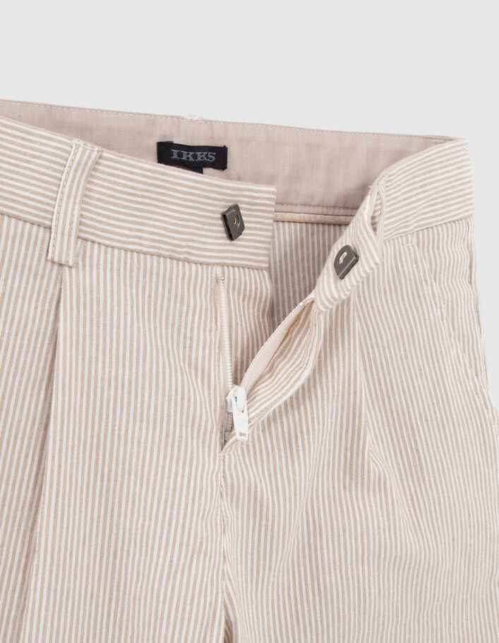 Boys’ beige striped occasionwear suit trousers - IKKS