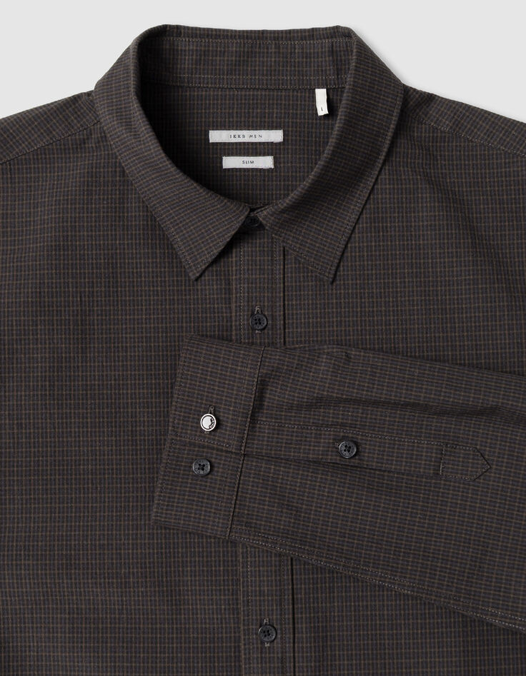 Camisa slim marino algod&oacute;n org&aacute;nico estampado de cuadros-9