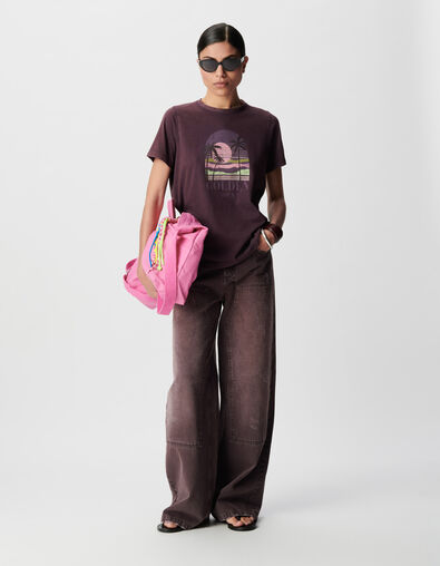 Tee-shirt col V magnum coton bio visuel palmiers Femme - IKKS