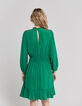 Robe verte upcyclée col collerette Femme-3
