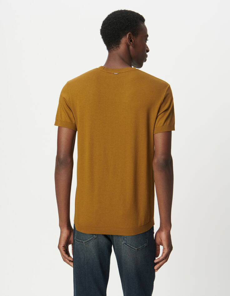 Ockerfarbenes Herren-T-Shirt Baumwollmodal kurze Ärmel-3