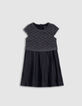 Vestido negro plisado top encaje trampantojo niña-2