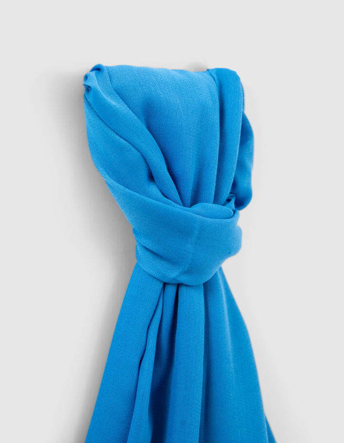draaipunt stoomboot Aggregaat Effen blauwe sjaal met franjes Dames