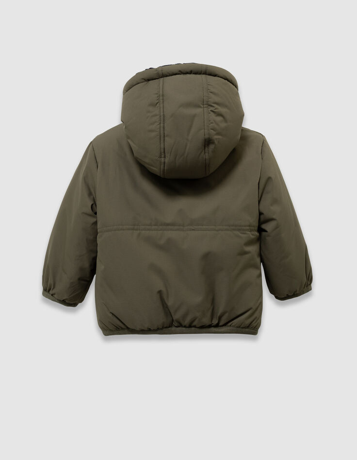 Boys’ khaki and navy sherpa reversible parka-4