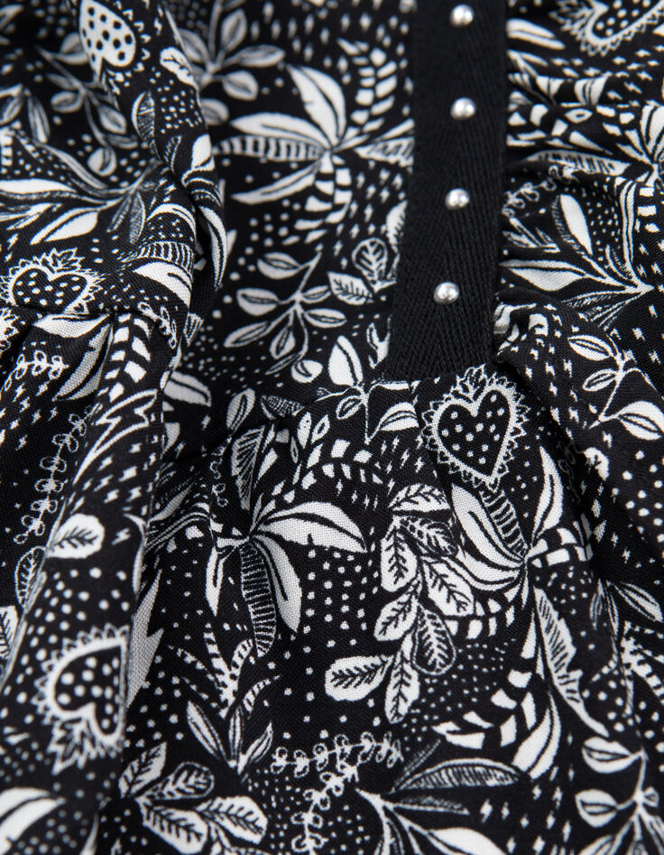 Schwarze Mädchenbluse, LENZING™ ECOVERO™, Dschungel-Print-7