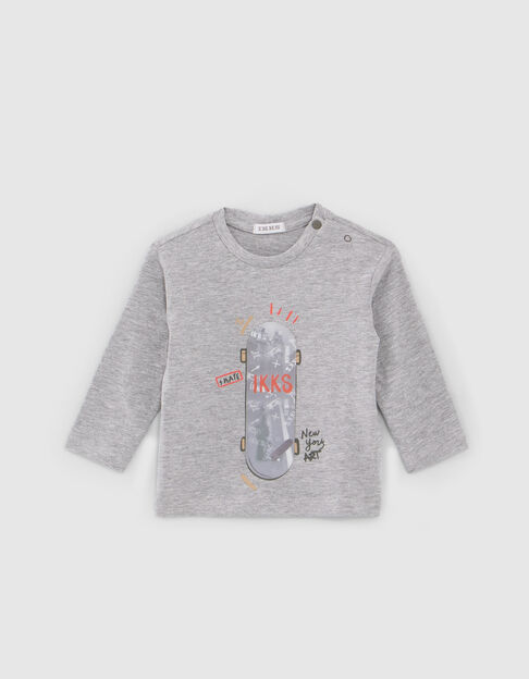 Graues T-Shirt für Baby Boys mit Skate-Motivlinse