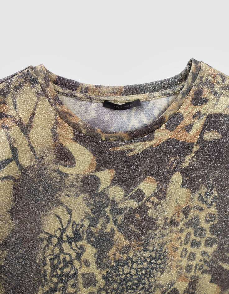 Kupfergr&uuml;nes Damen-T-Shirt Lurex Animalprint-7