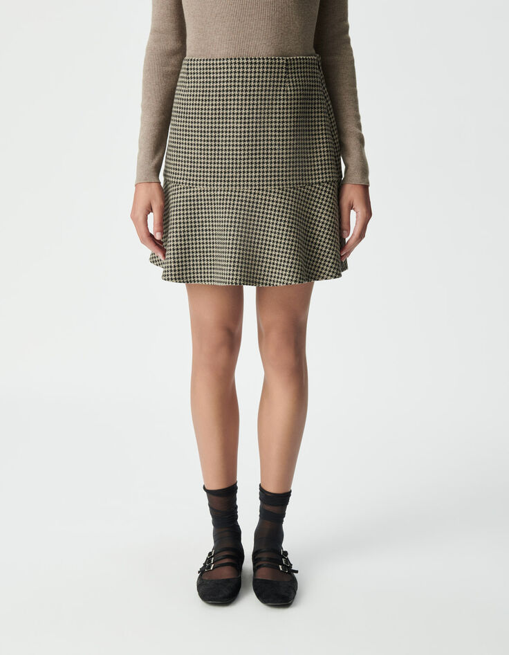 Women’s beige houndstooth short skirt-2 Women’s beige houndstooth short skirt-2