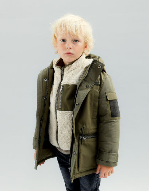 Boys’ 3-in-1 khaki parka and reversible padded jacket