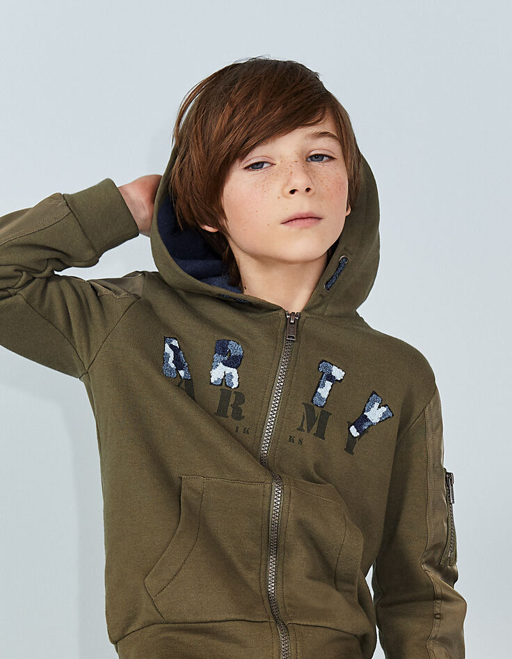 Boys’ khaki ARTY ARMY cardigan -2