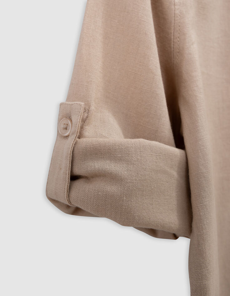 Chemise beige mix coton et lin garçon-7