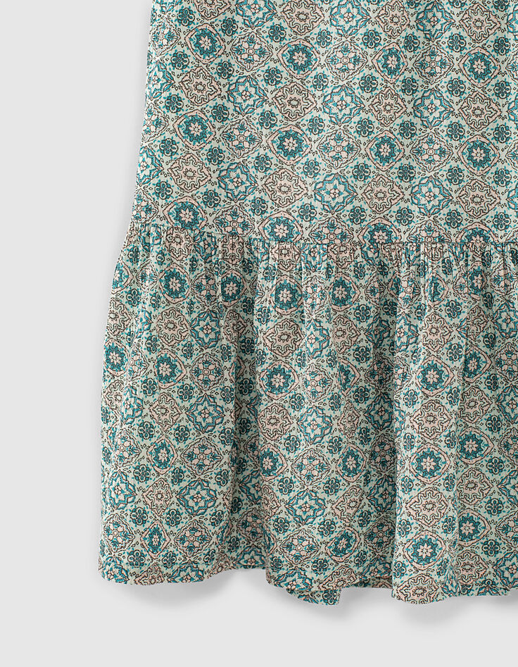 Jupe longue aqua imprimé fleurs fille-4