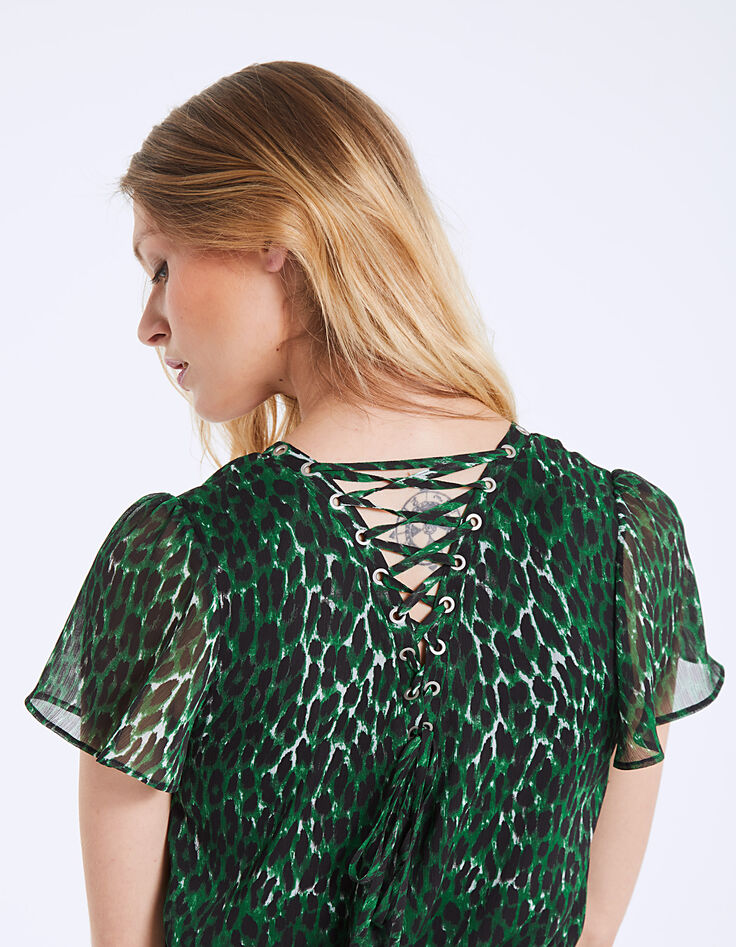 Grünes Maxikleid mit Leo-Print-5