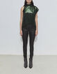 Metallic groen top plissé dames-7