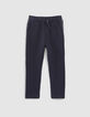 Jogging marine bandes lurex c&ocirc;t&eacute;s fille-1