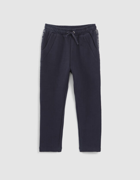 Pantalon jogging fille avec bandes côtés - bleu foncé, Fille