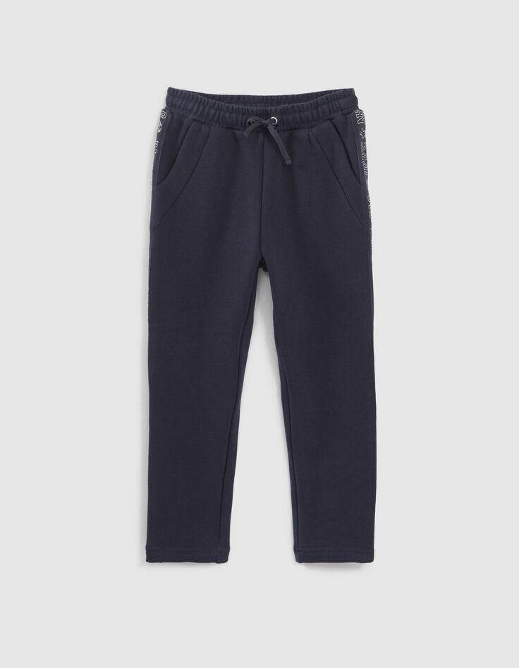 Jogging marine bandes lurex c&ocirc;t&eacute;s fille-1