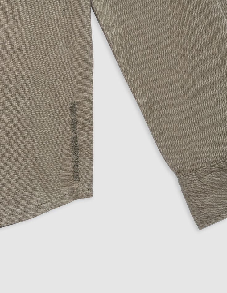 Chemise kaki mix coton et lin garçon-5
